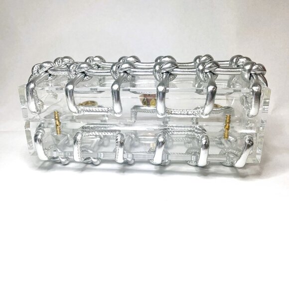Acrylic Clutch/Crossbody Bag with silver knot design - Picture 3 of 14